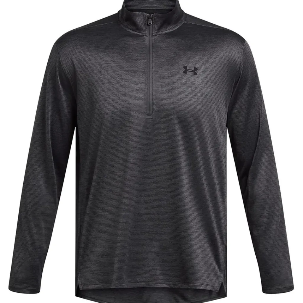 Fitness And Gymwear*Under Armour Tech Regular Fit Zip Neck Long Sleeve Top in Grey