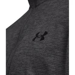 Fitness And Gymwear*Under Armour Tech Regular Fit Zip Neck Long Sleeve Top in Grey