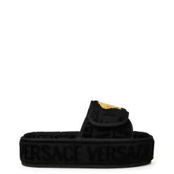 Slippers*Versace Home Baroque Flatform Mules in Black