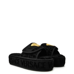Slippers*Versace Home Baroque Flatform Mules in Black