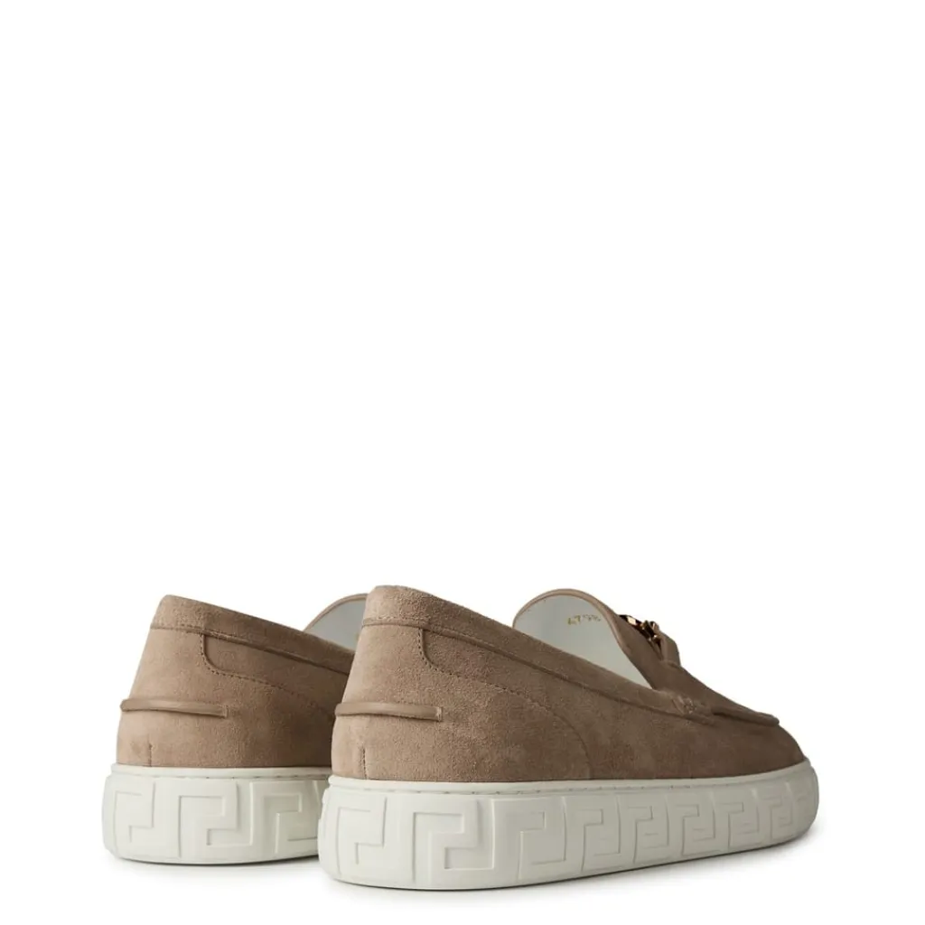 Shoes*Versace Suede Medusa Loafers in Beige