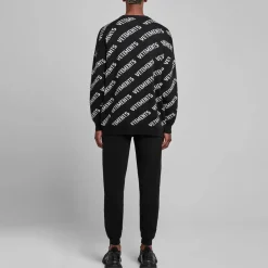 Knitwear*VETEMENTS All Over Logo Crew Neck Jumper in Black