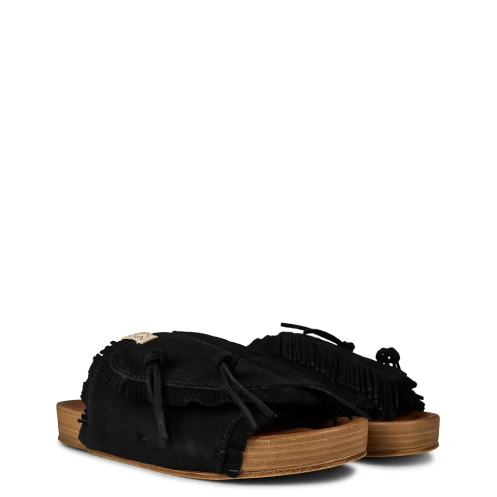 Slippers*Visvim Christo Shaman Folk Sandals in Black
