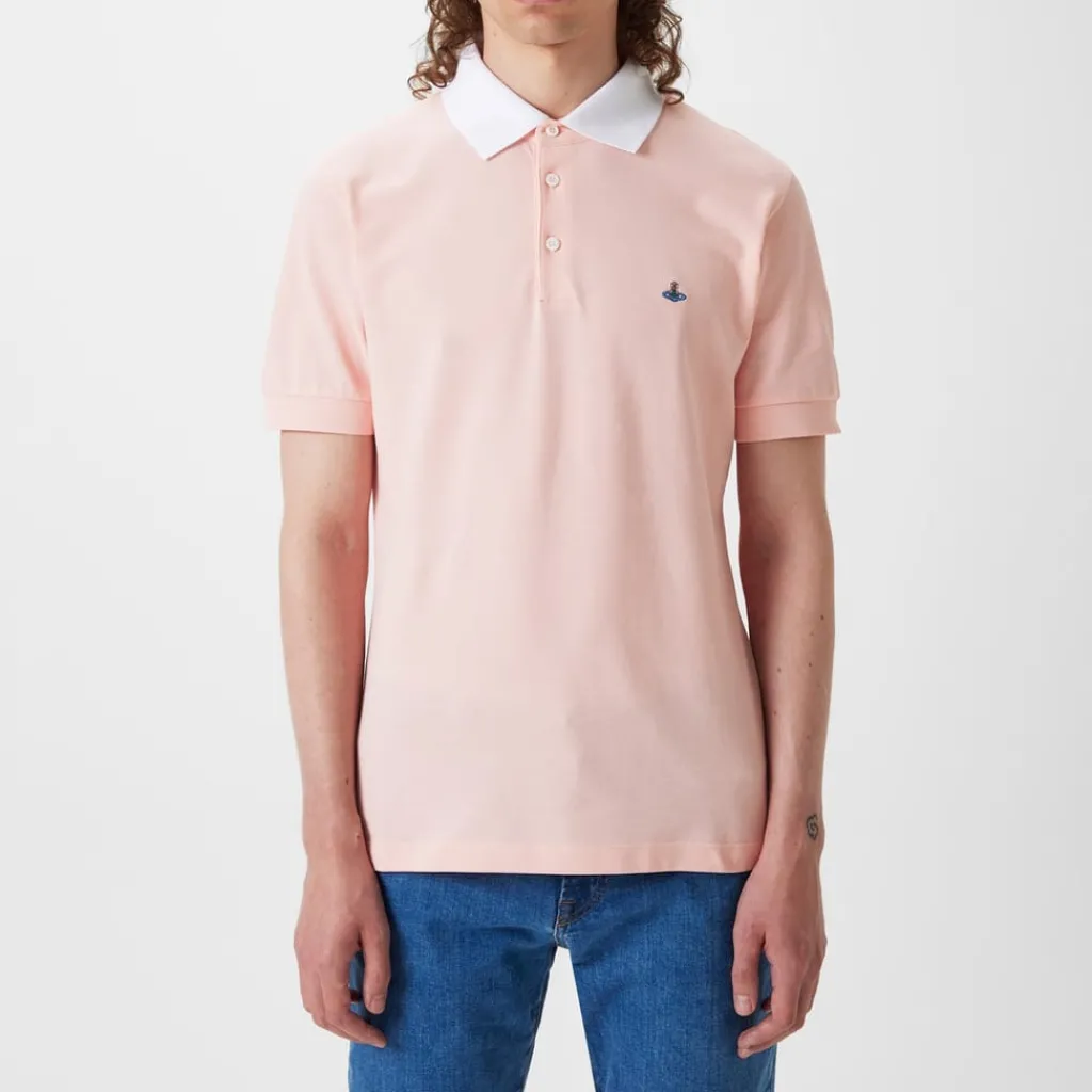 Polo Shirts*Vivienne Westwood Contrasting Collar Polo Shirt in Pink