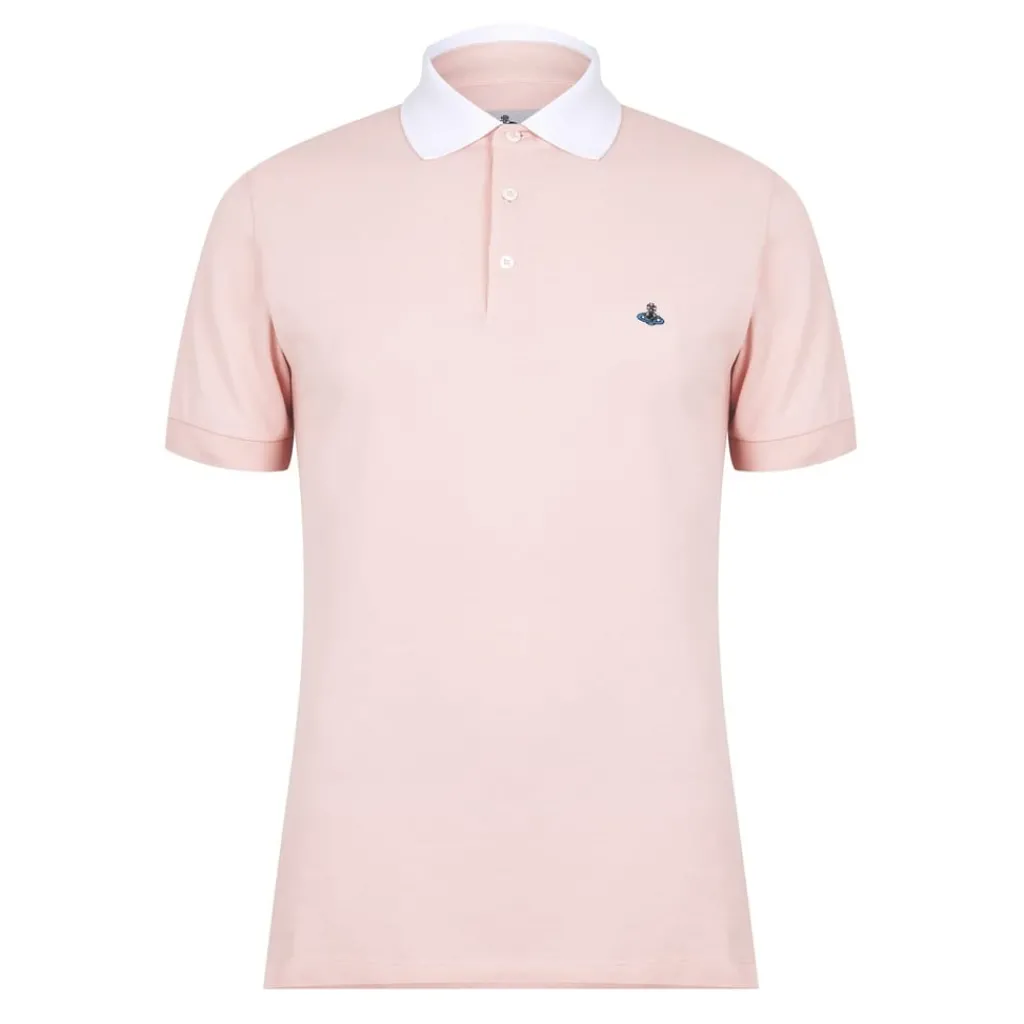 Polo Shirts*Vivienne Westwood Contrasting Collar Polo Shirt in Pink