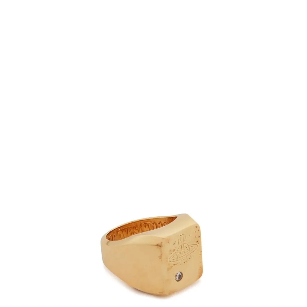 Jewellery-Watches*Vivienne Westwood Diamond Carlo Ring with Engraved Logo in Gold
