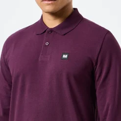 Polo Shirts*Weekend Offender Dice Badge Long Sleeve Polo Shirt in Berry