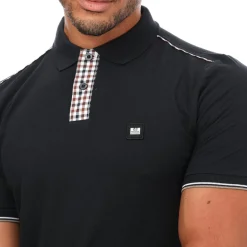 Polo Shirts*Weekend Offender Mens Teresina Check Trim Polo Shirt in Navy