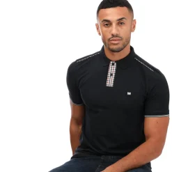 Polo Shirts*Weekend Offender Mens Teresina Check Trim Polo Shirt in Navy