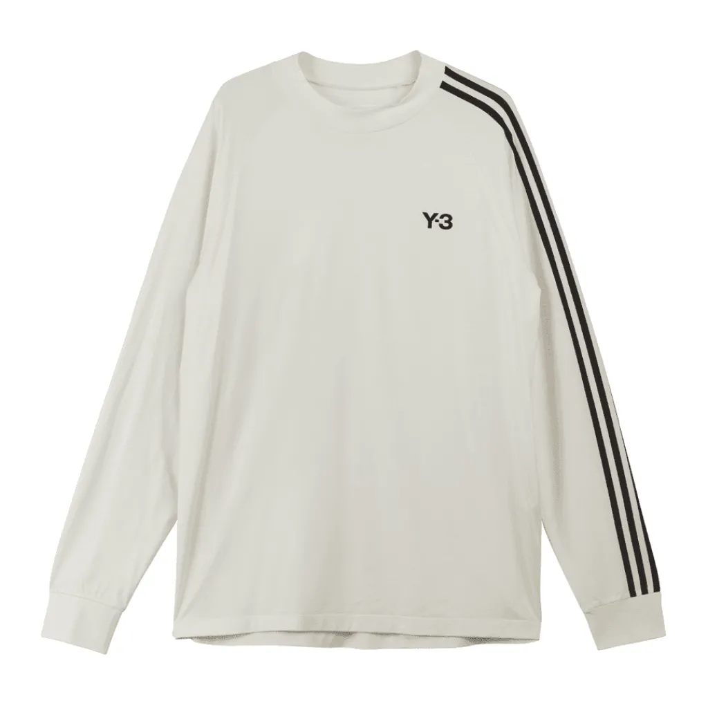 T-Shirts And Vests*Y-3 3-Stripes Long Sleeve T-Shirt in Off White