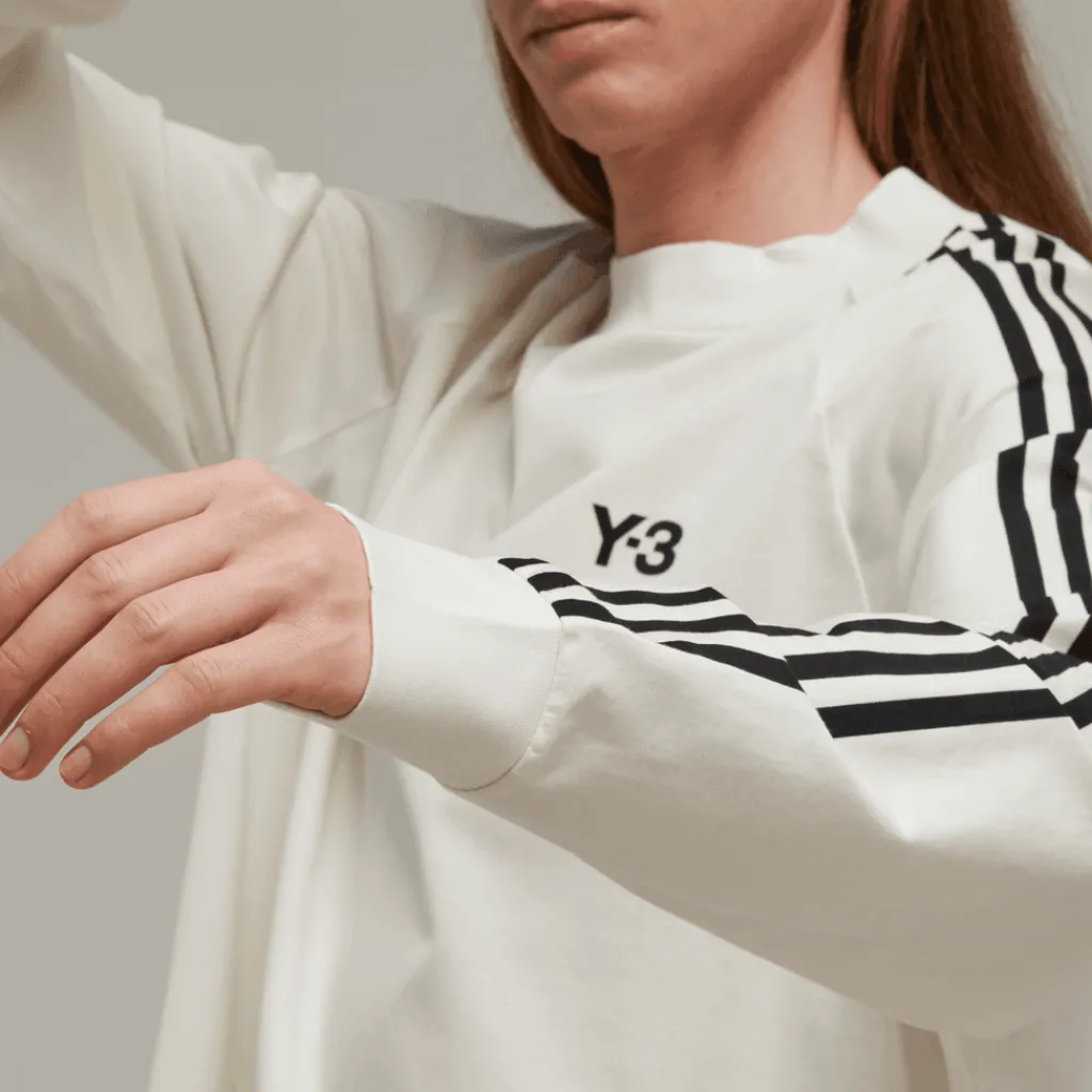 T-Shirts And Vests*Y-3 3-Stripes Long Sleeve T-Shirt in Off White