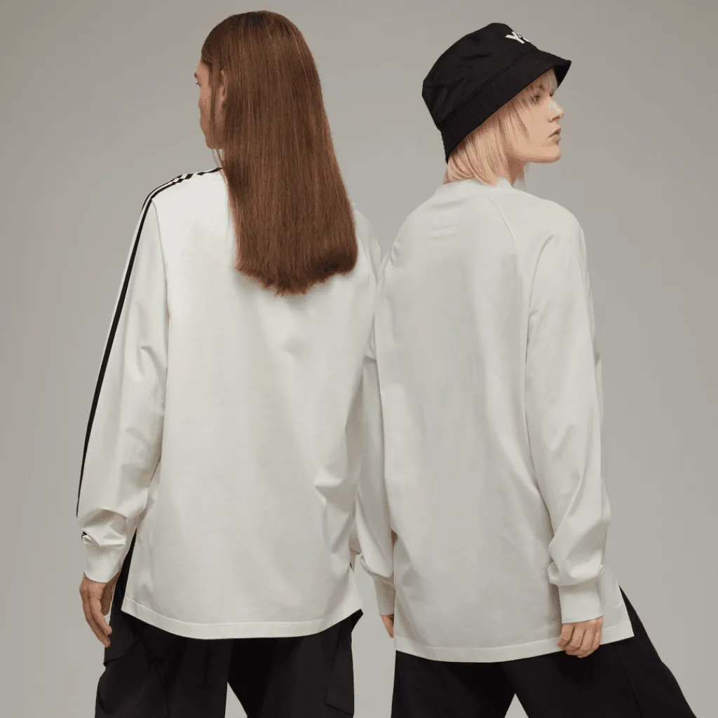 T-Shirts And Vests*Y-3 3-Stripes Long Sleeve T-Shirt in Off White